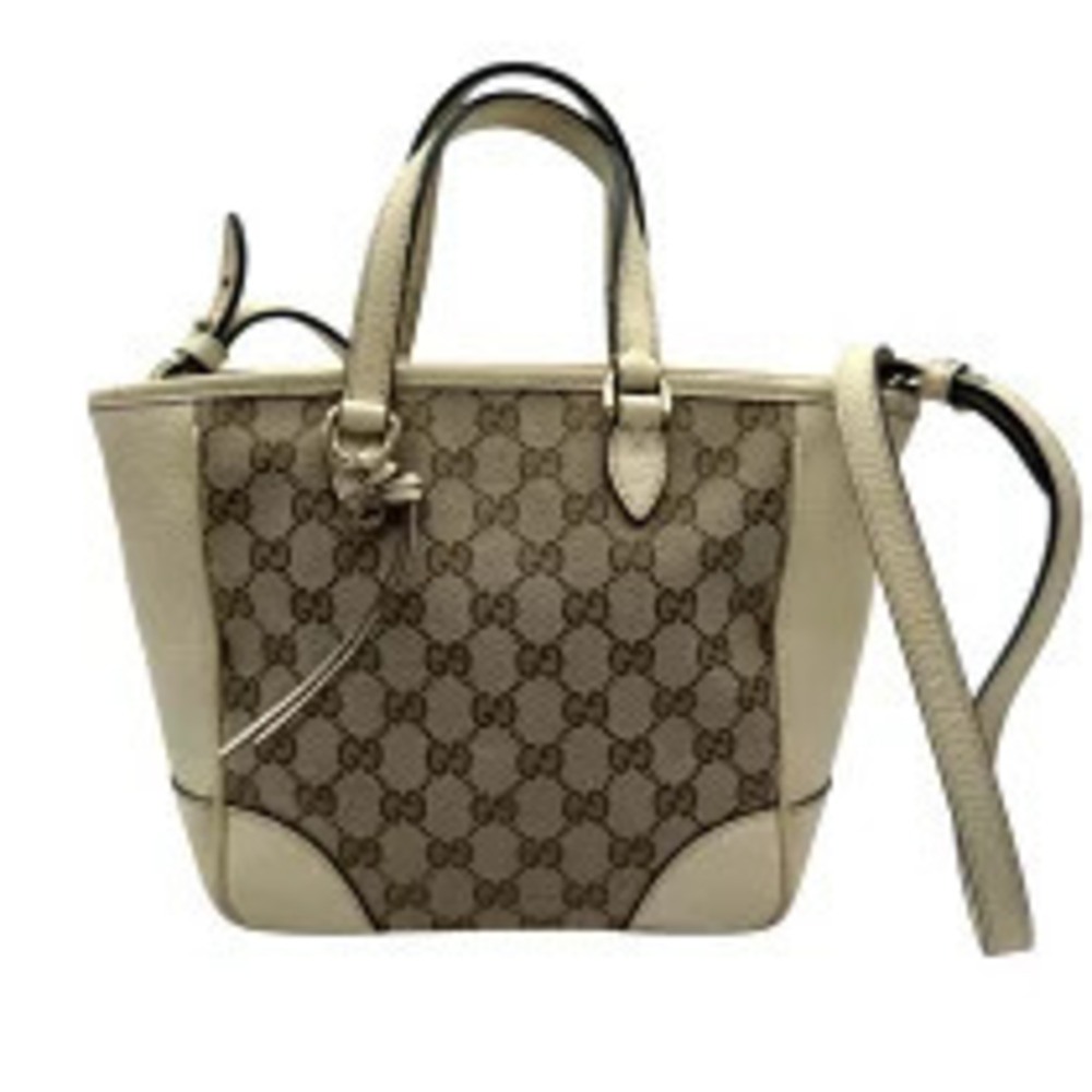 Gucci GG Canvas Shoulder Bag Ivory White Leather